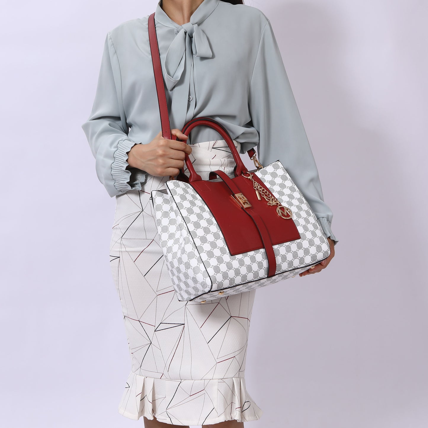 MKF Collection Yuliana Circular Print Satchel Bag with Wallet by Mia K.