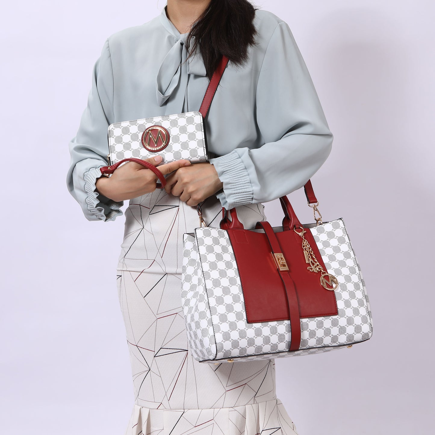 MKF Collection Yuliana Circular Print Satchel Bag with Wallet by Mia K.