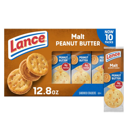 Toasty Peanut Butter Sandwich Crackers - 10 Individually Wrapped Packs with 6 Sandwiches Each!
